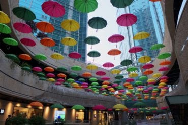 mall umbrellas art