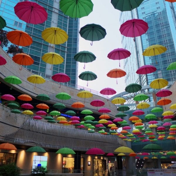 mall umbrellas art