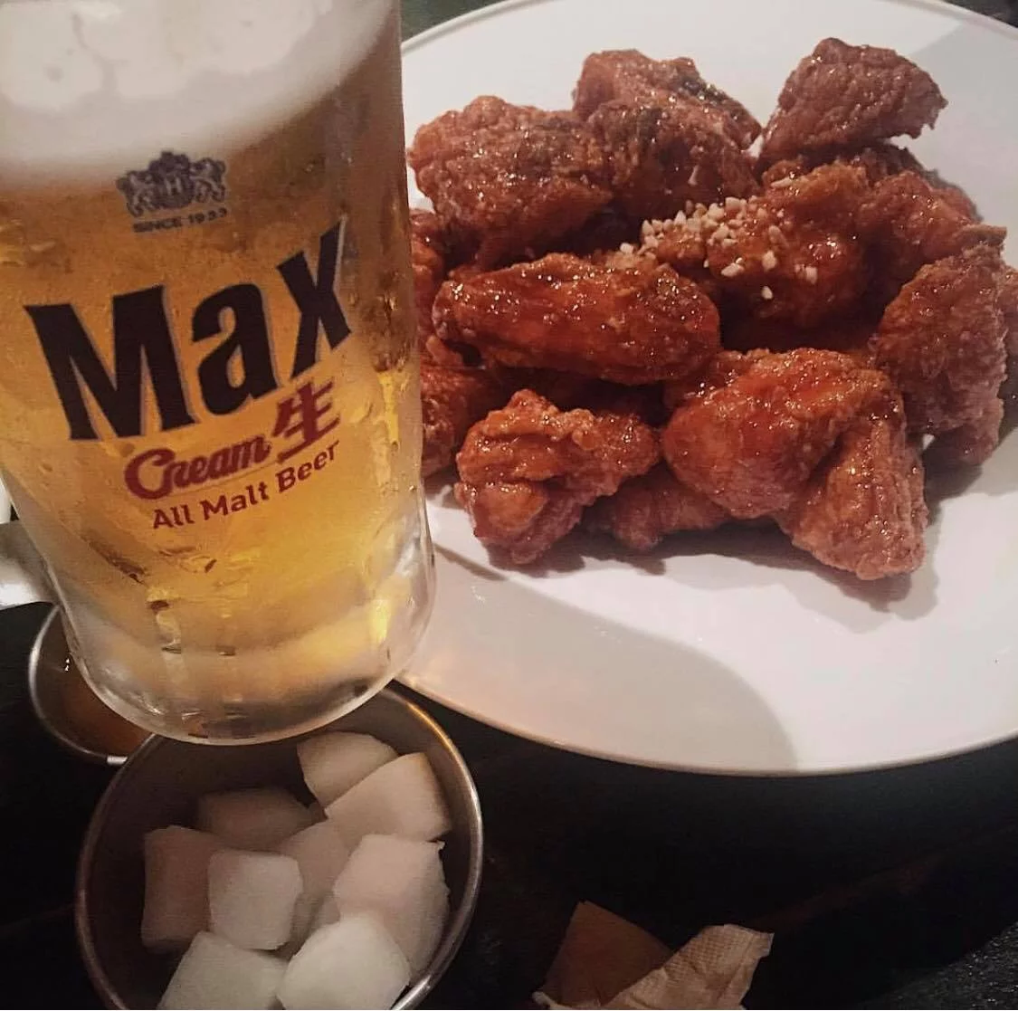 koreansk mat livsmedel kyckling chimaek öl bästa populäraste