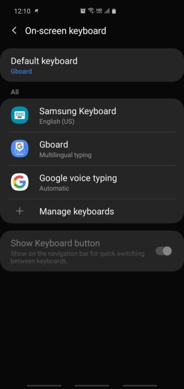 android keyboard setting