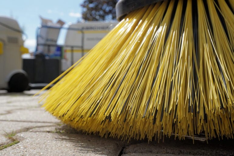 Close up of a street cleaner brush