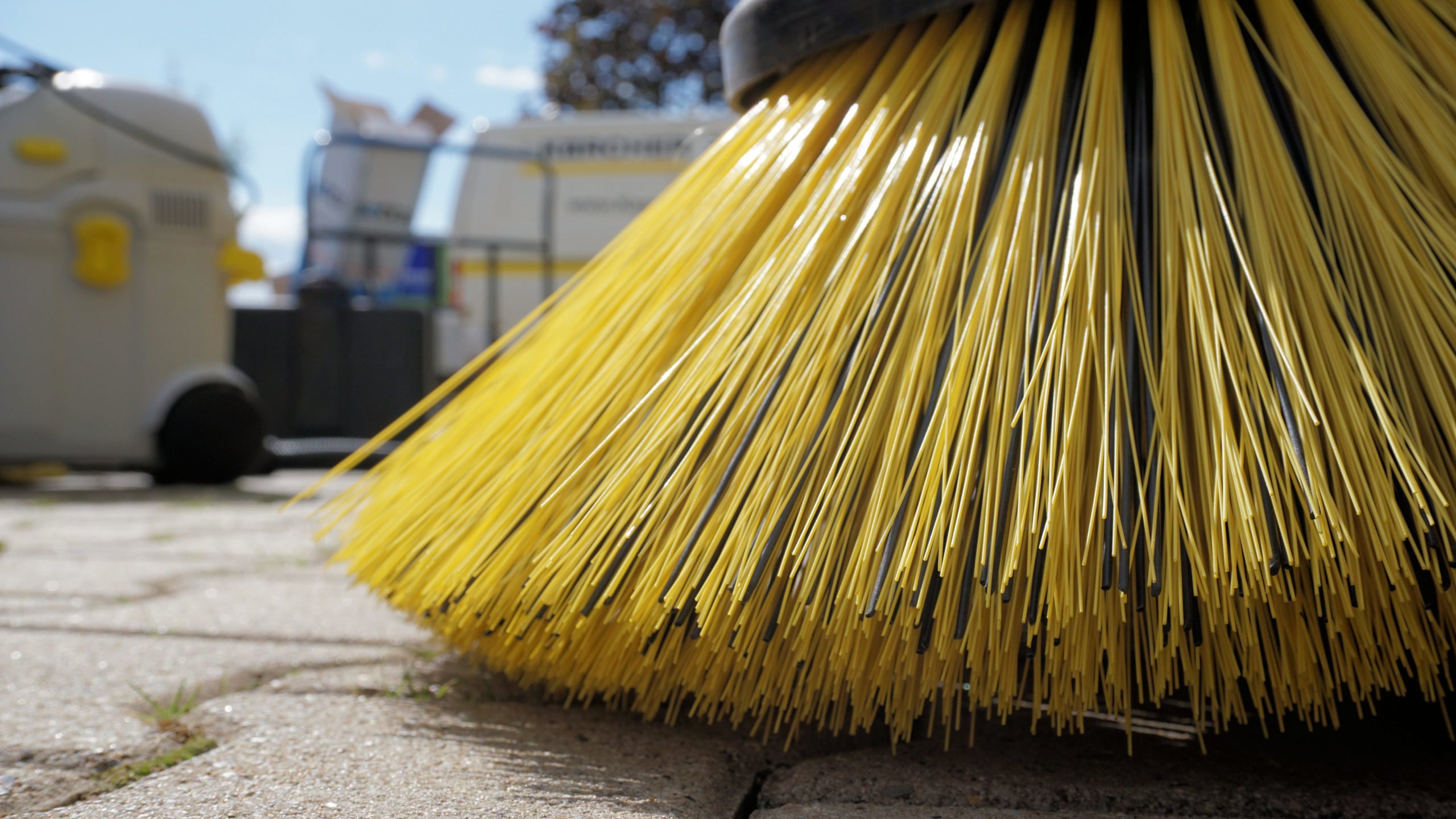 Close up of a street cleaner brush