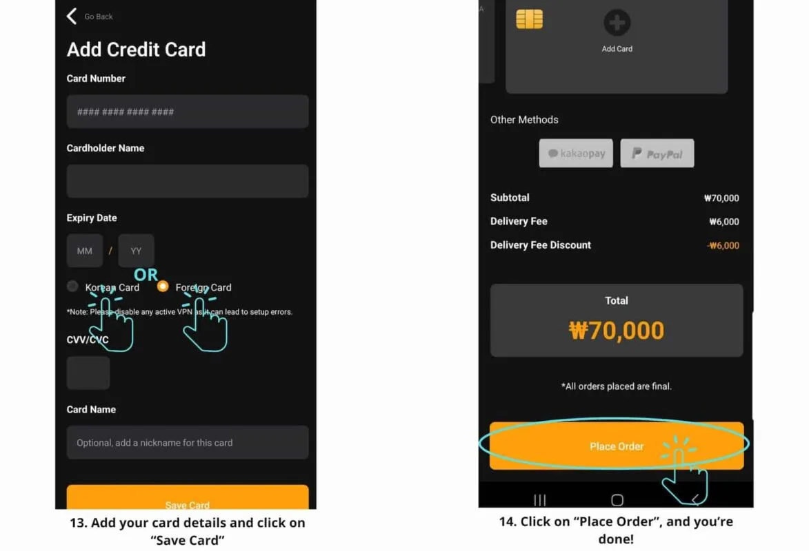 food delivery apps korea for foreigner-how to use shuttle delivery app-part 5-confirm your order screenshot