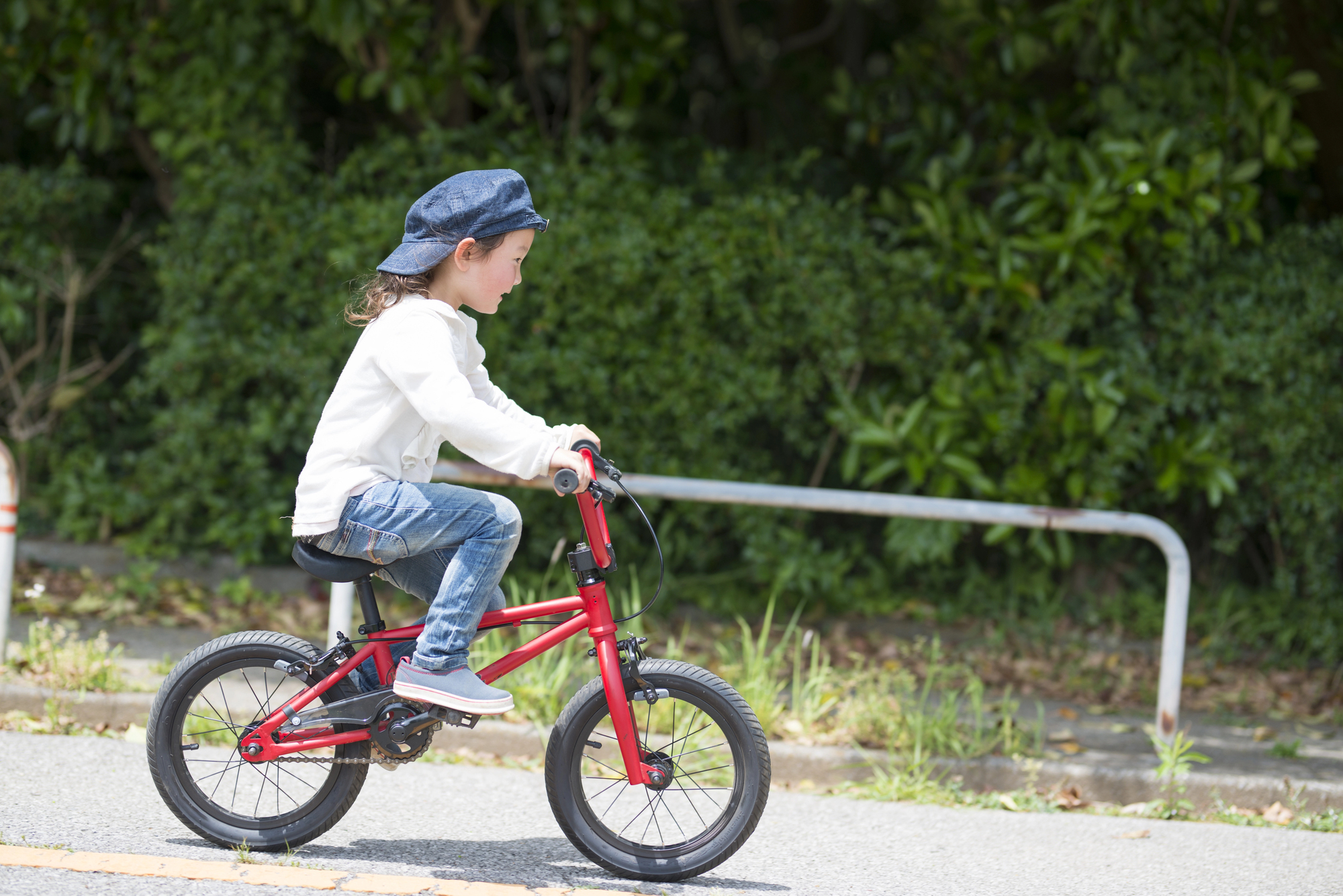 Korean kid on a bicycle